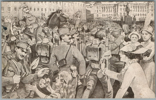 CZECHOSLOVAKIA PRAGUE SOLDIERS GREETINGS WWI ERA ANTIQUE POSTCARD