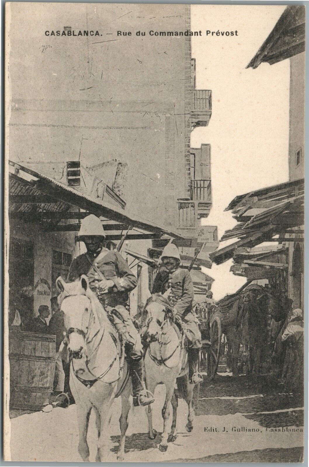 CASABLANCA MOROCCO RUE DE COMMANDANT PREVOST ANTIQUE POSTCARD