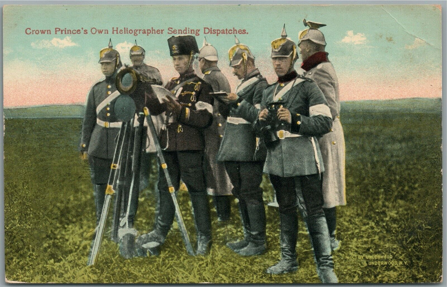 GERMAN CROWN PRINCE HELIOGRAPHER DEATH'S HEAD REGIMENT ANTIQUE POSTCARD