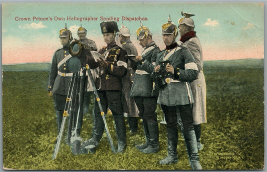 GERMAN CROWN PRINCE HELIOGRAPHER DEATH'S HEAD REGIMENT ANTIQUE POSTCARD