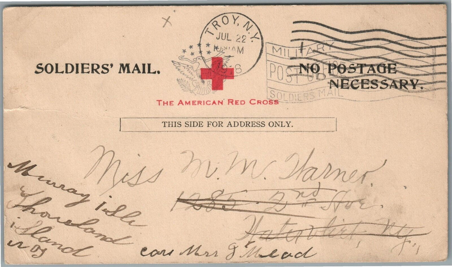 AMERICAN RED CROSS EXPEDITIONARY FORCES 1918 ANTIQUE POSTCARD