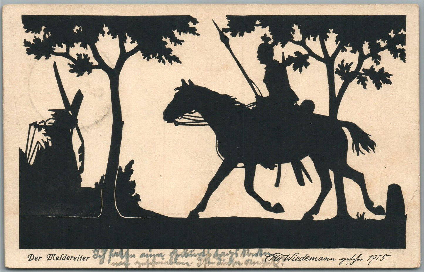 1915 GERMAN CAVALRY WWI ERA ANTIQUE POSTCARD DER MELDEREITER