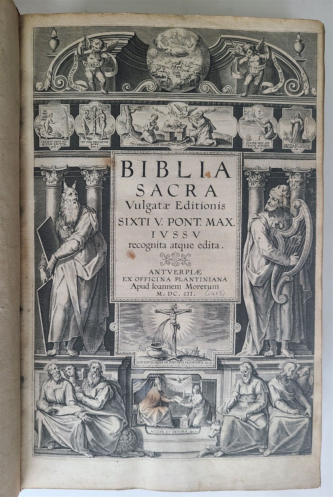 1603 BIBLE LATIN PLANTIN BIBLIA SACRA antique MASSIVE FOLIO OLD & NEW TESTAMENT