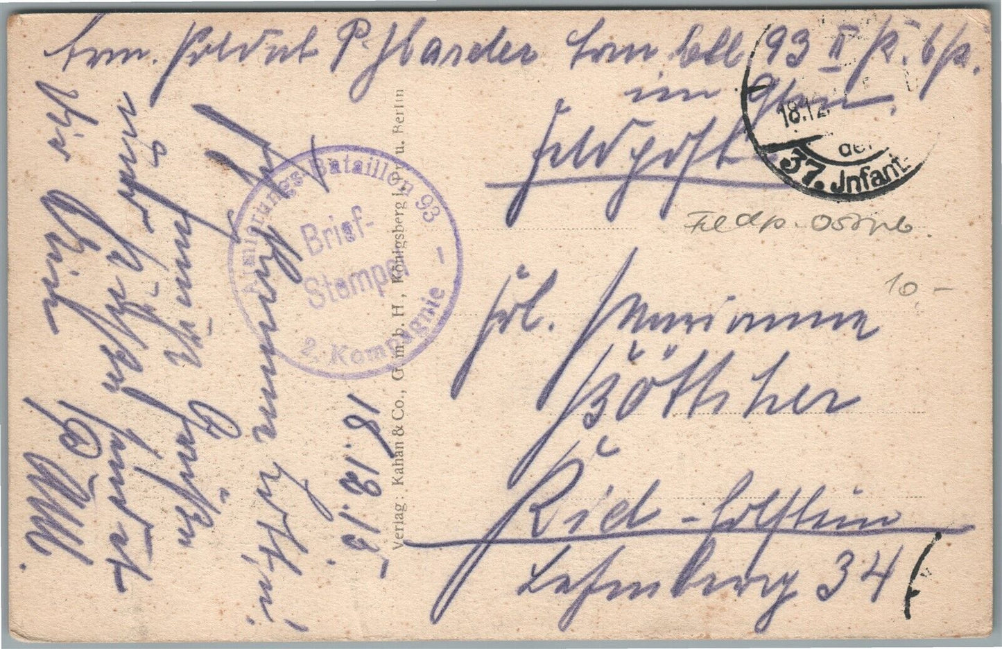 GERMAN WWI ERA STREET SCENE 1915 ANTIQUE POSTCARD