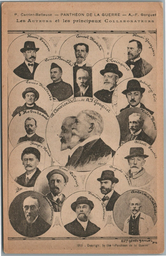 FRENCH WWI ERA LEADERS ANTIQUE POSTCARD AUTEURS ET LES PRINCIPAUX COLLABORATEURS