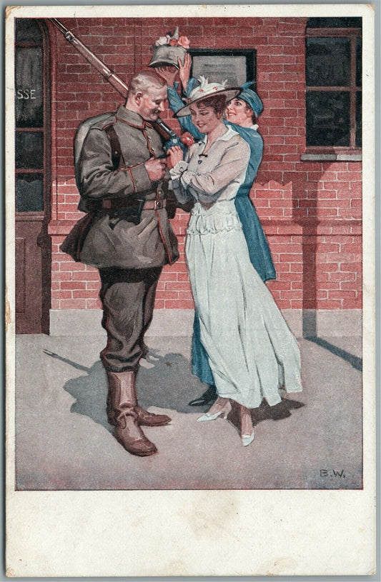 GERMAN MILITARY THEME WWI ERA ROMANTIC SOLDIER'S MAIL ANTIQUE POSTCARD