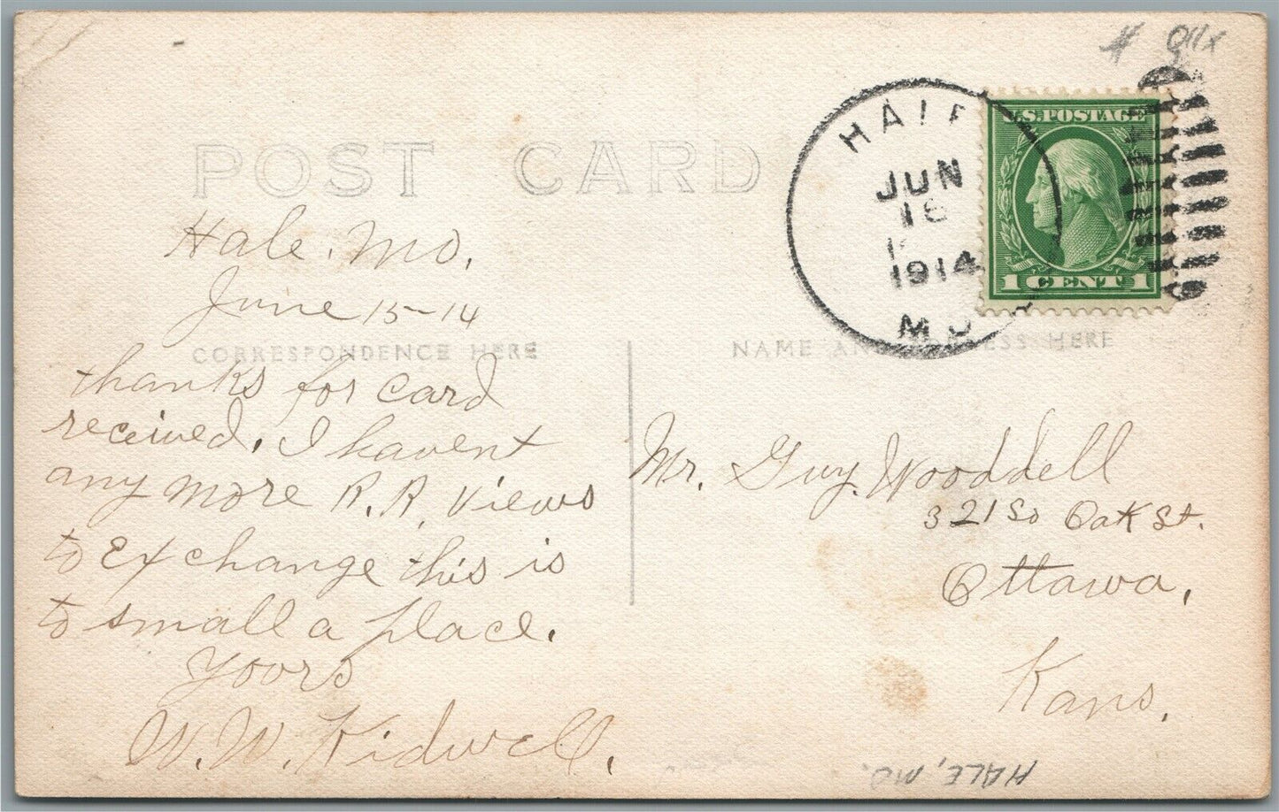 HALE MO STREET SCENE ANTIQUE REAL PHOTO POSTCARD RPPC