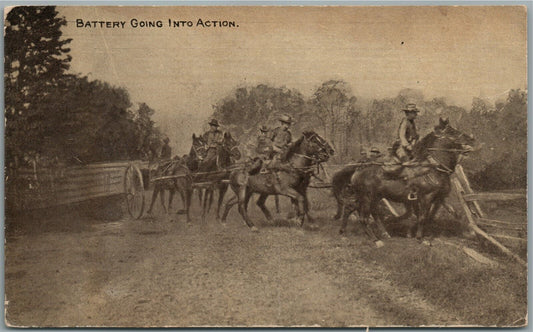 BATTERY GOING INTO ACTION WWI ERA ANTIQUE POSTCARD
