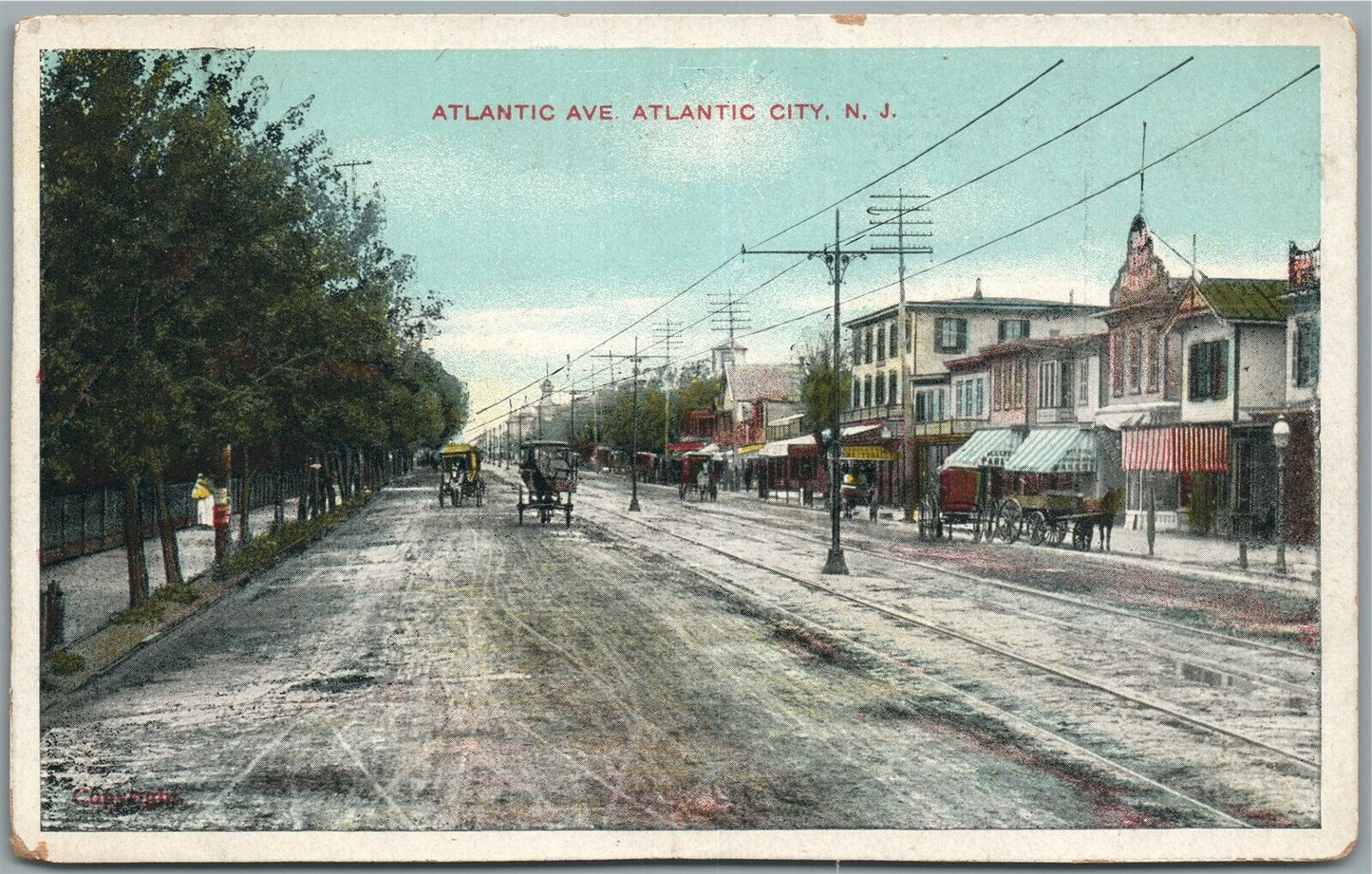 ATLANTIC CITY NJ ATLANTIC AVE. ANTIQUE POSTCARD