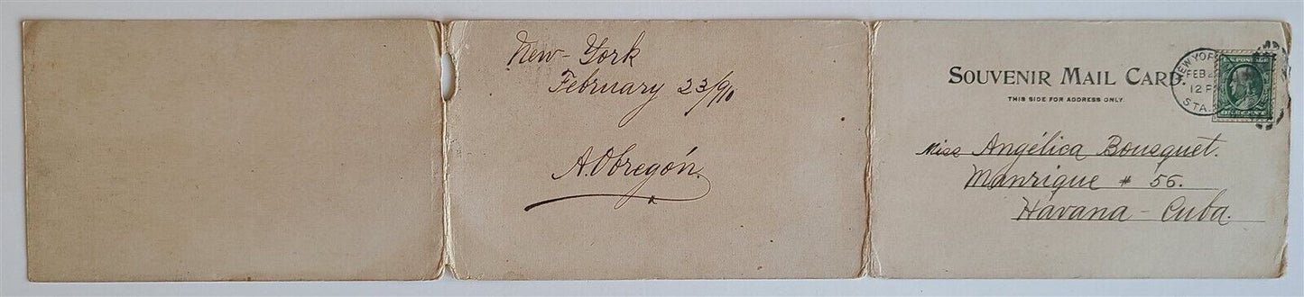 BROOKLYN BRIDGE NY TRIPLE FOLDING ANTIQUE POSTCARD