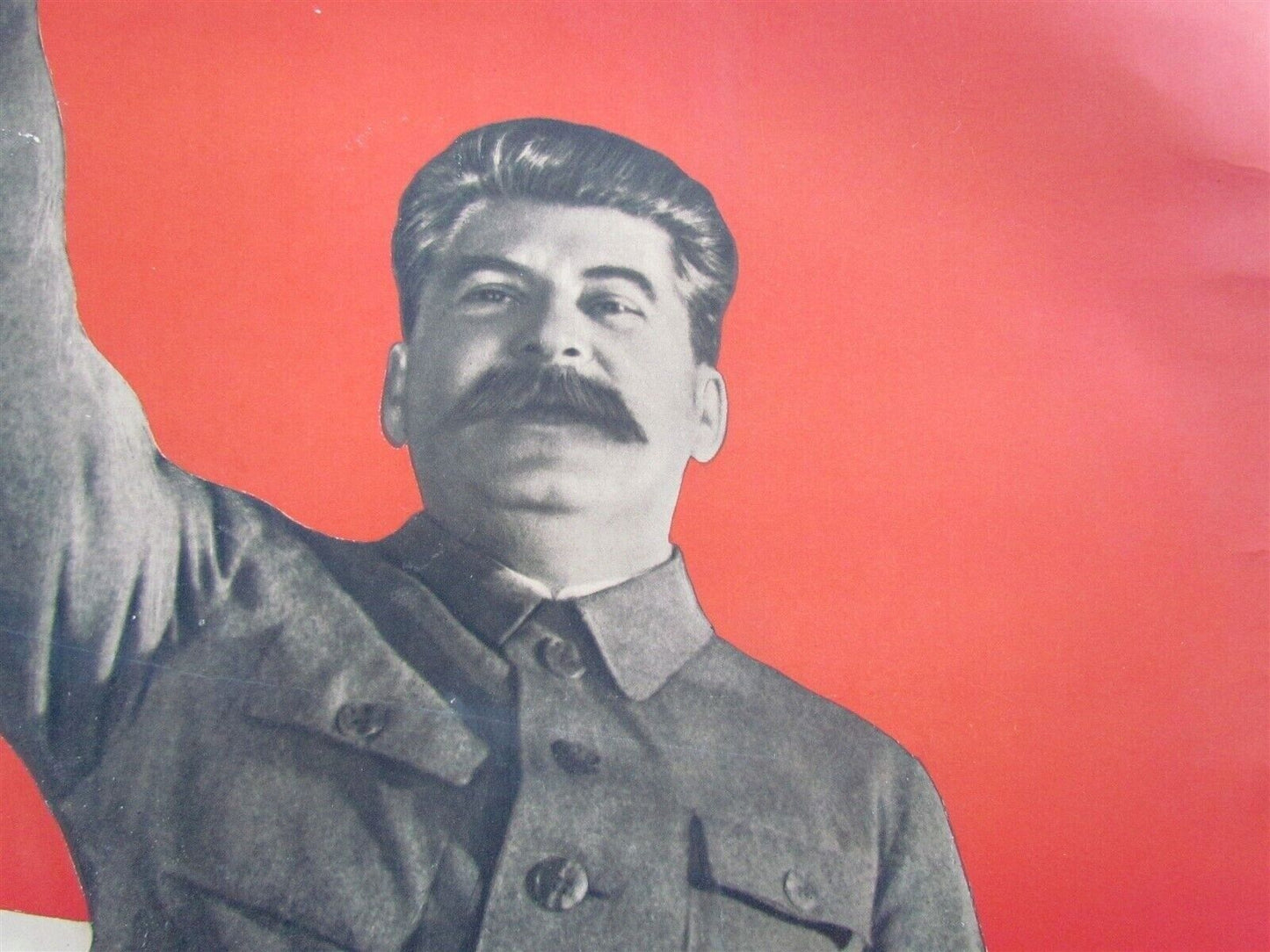 1940s RUSSIAN PHOTOMONTAGE VINTAGE LARGE POSTER w/ SOVIET LEADER STALIN 47 x 33"
