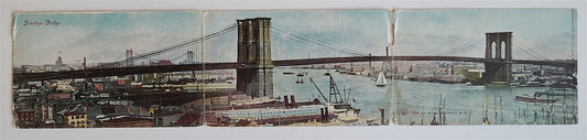 BROOKLYN BRIDGE NY TRIPLE FOLDING ANTIQUE POSTCARD