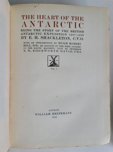 1909 THE HEART OF THE ANTARCTICS 2 vols by Shackleton antique ILLUSTRATED 1st ED