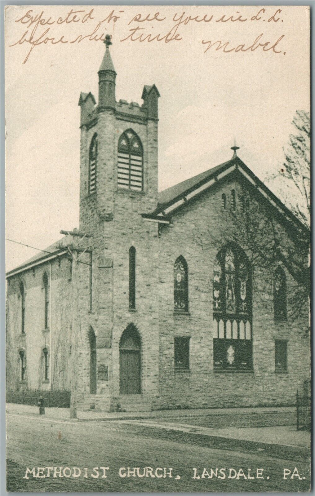 LANSDALE PA METHODIST CHURCH ANTIQUE POSTCARD