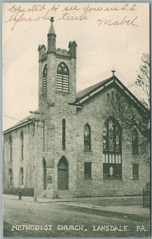LANSDALE PA METHODIST CHURCH ANTIQUE POSTCARD