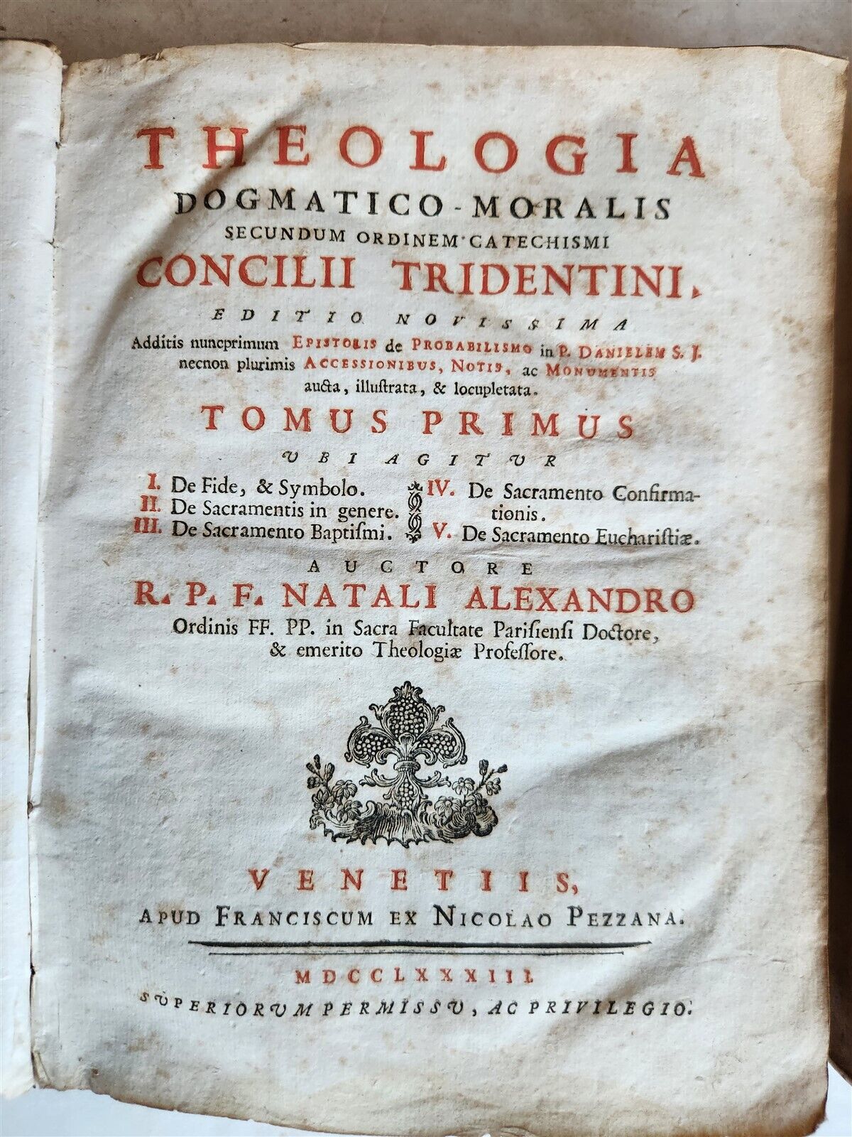 1783 THEOLOGY by NATALI ALEXANDRO 2 VOLUMES antique VELLUM BINDING