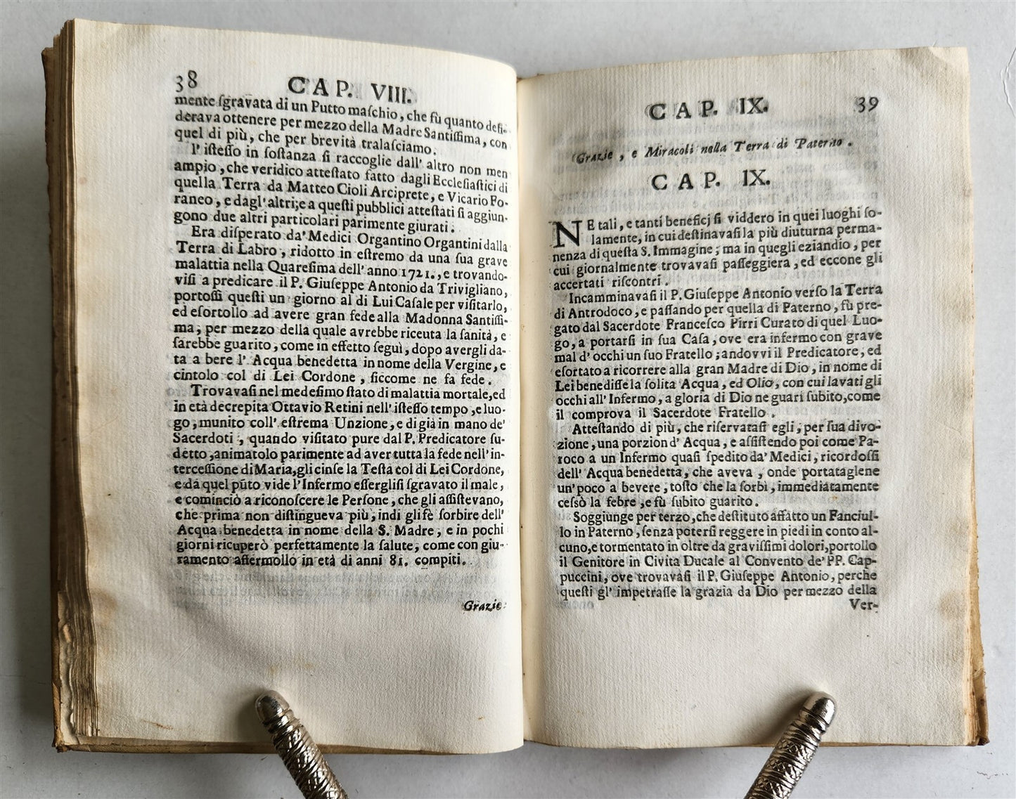 1727 GRACES & MIRACLES of GOD antique in ITALIAN vellum bound