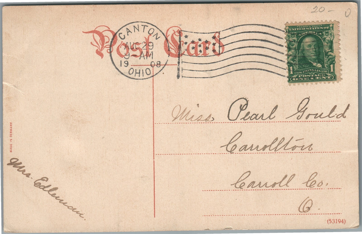 CANTON OH FIRE STATION ANTIQUE POSTCARD