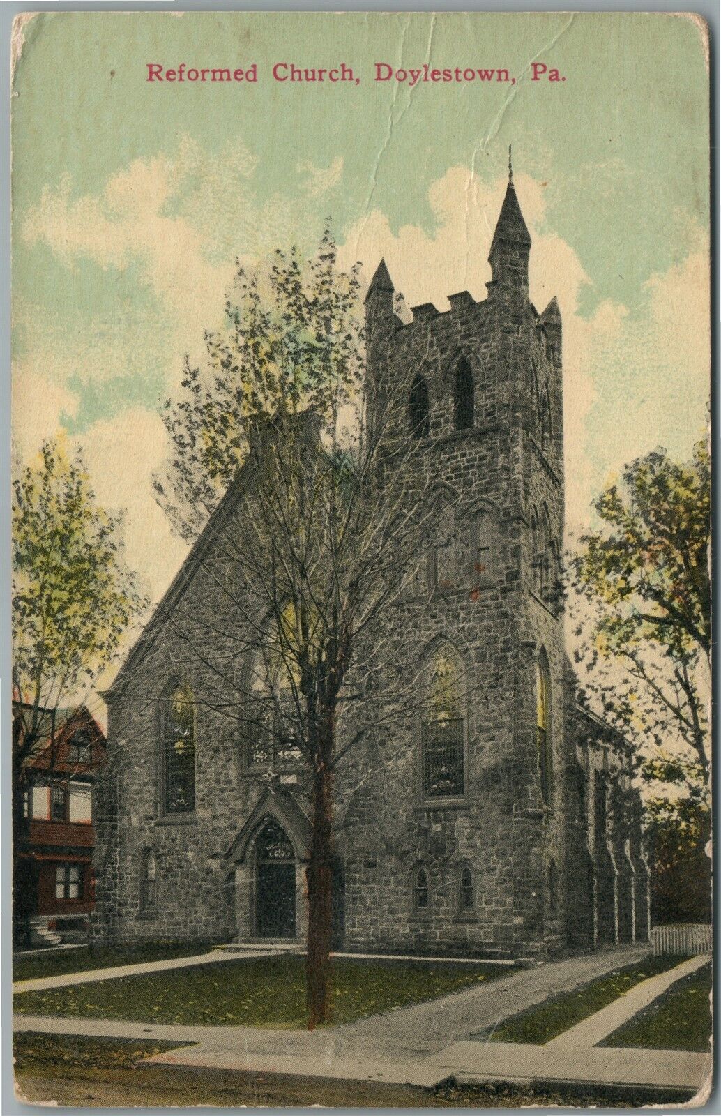 DOYLESTOWN PA REFORMED CHURCH ANTIQUE POSTCARD