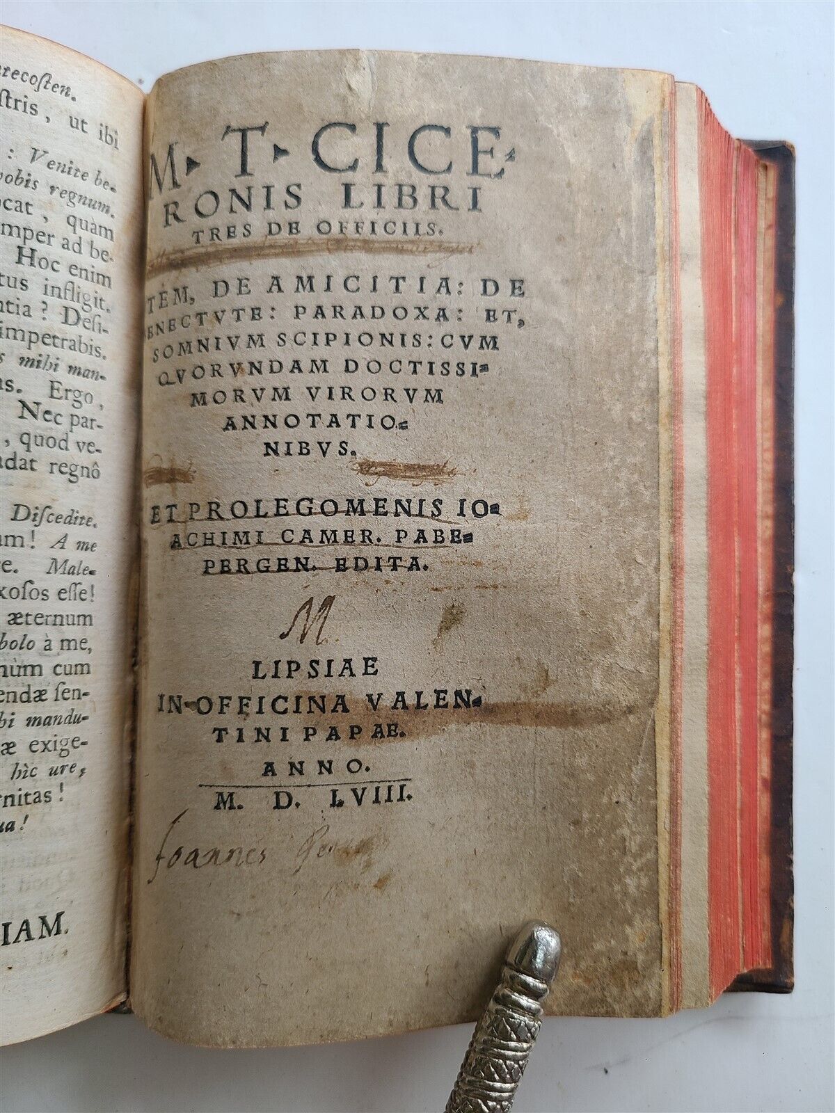 1558 CICERO libri tres de officiis antique w/ VITA et DOCTRINA JESU CHRISTI