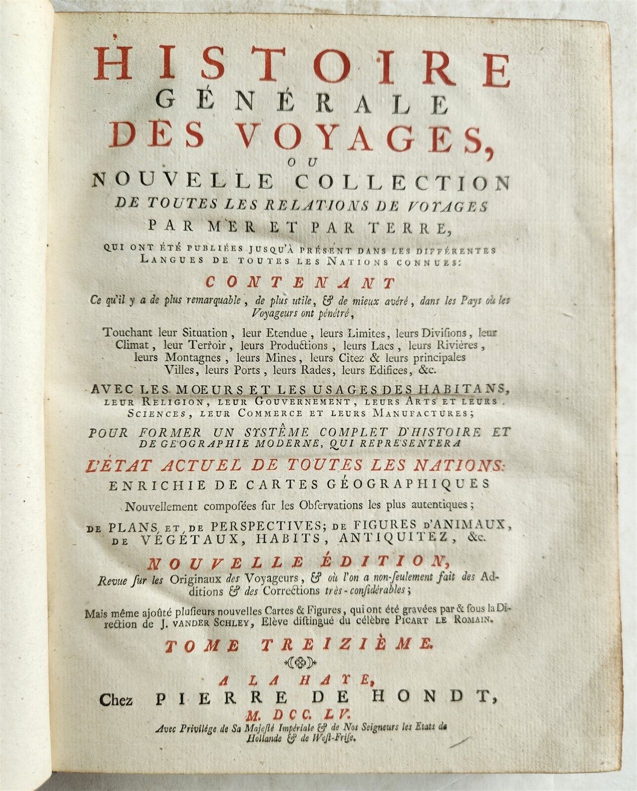 1755 TRAVELS TO INDIA antique Histoire generale des voyages vol. 13 ILLUSTRATED
