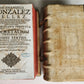 1690 PIGSKIN BOUND 4 FOLIO LAW BOOKS antique by D. D. Emanuelis Gonzalez Tellez