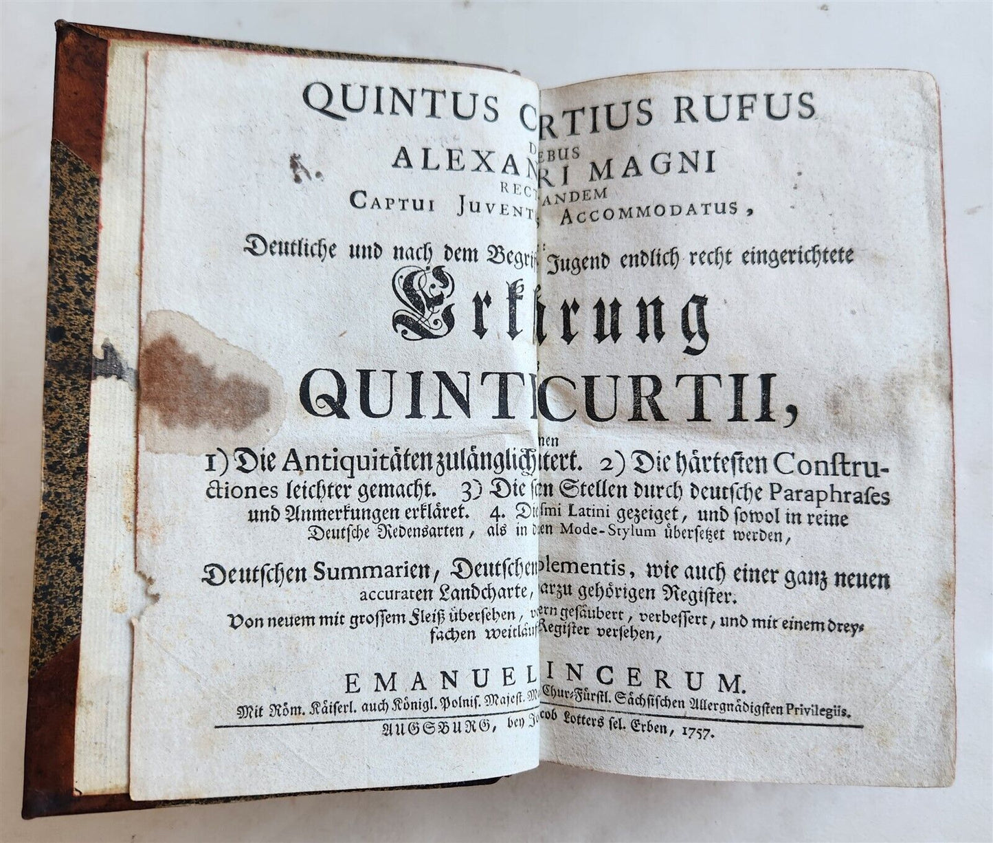 1757 LIFE of ALEXANDER THE GREAT by Curtius Rufus antique ILLUSTRATED w/ MAP