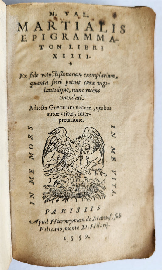 1559 EPIGRAMMATA by VALERII MARTIALIS antique 16th CENTURY