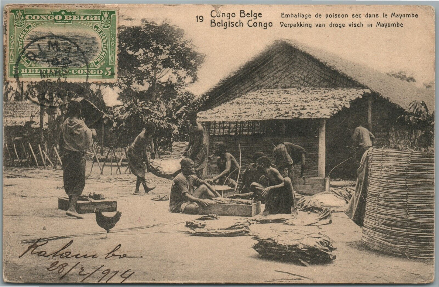 BELGIAN CONGO MAYUMBE ANTIQUE POSTCARD w/ STAMP