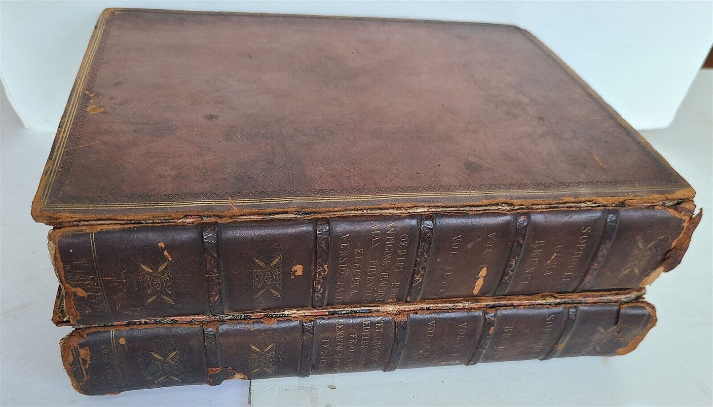 1786 SOPHOCLES TRAGEDIES 2 VOLUMES antique LATIN & GREEK TEXT