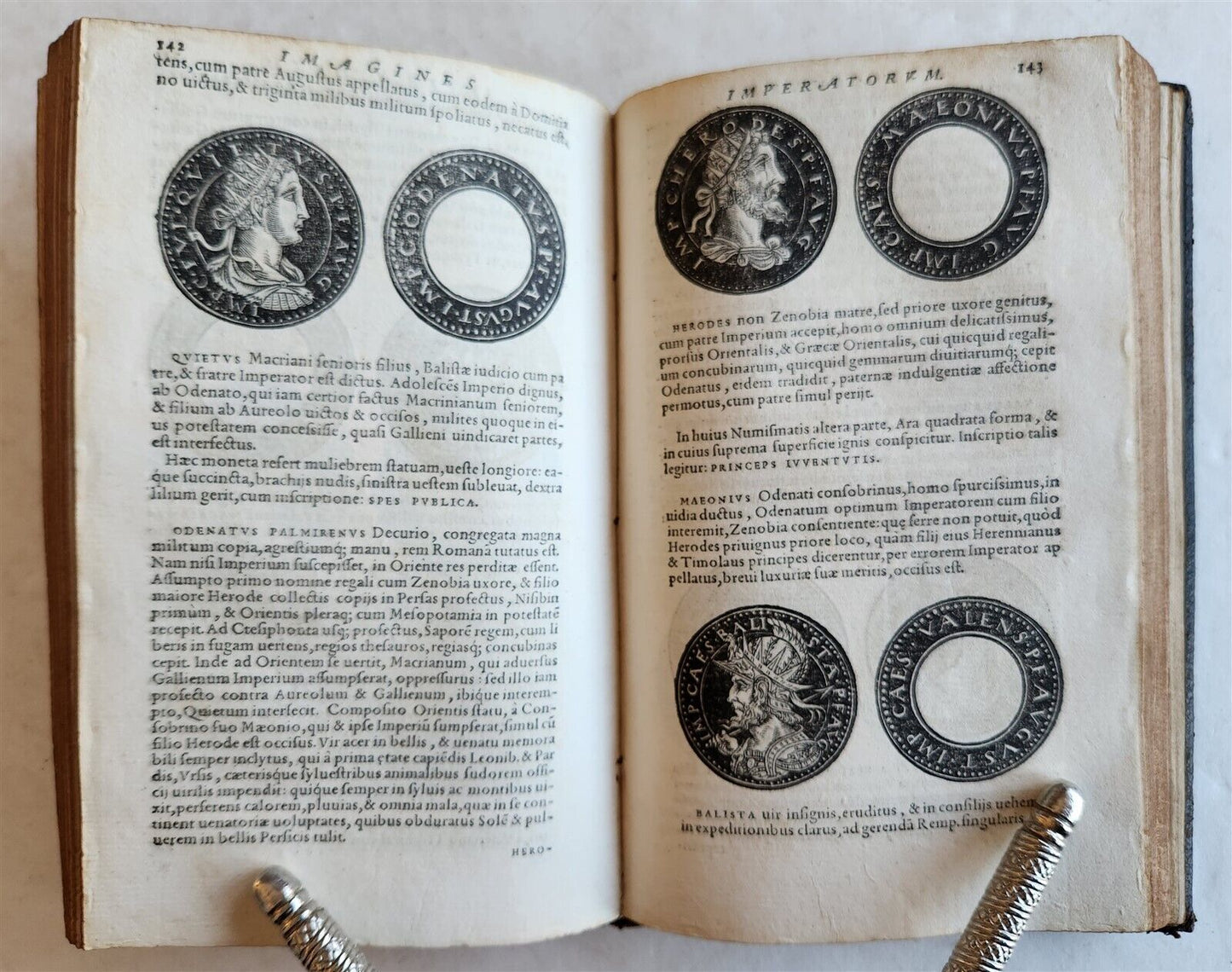 1557 NUMISMATICS antique ILLUSTRATED w/ 400 WOODCUTS Roman & German coins