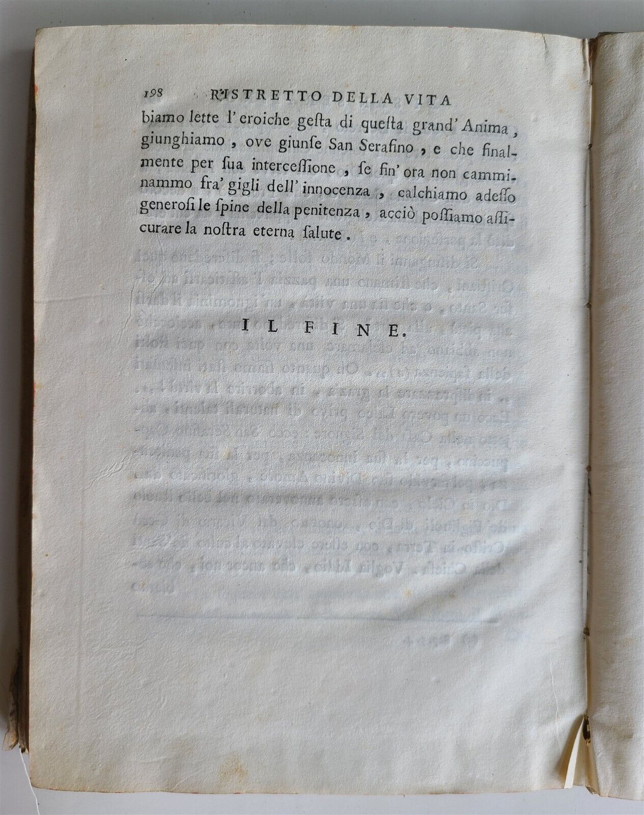 1768 RISTRETTO DELLA VITA DI SAN SERAFINO antique VELLUM BOUND in Italian