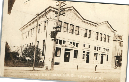 LANSDALE PA FIRST NATIONAL BANK ANTIQUE REAL PHOTO POSTCARD RPPC