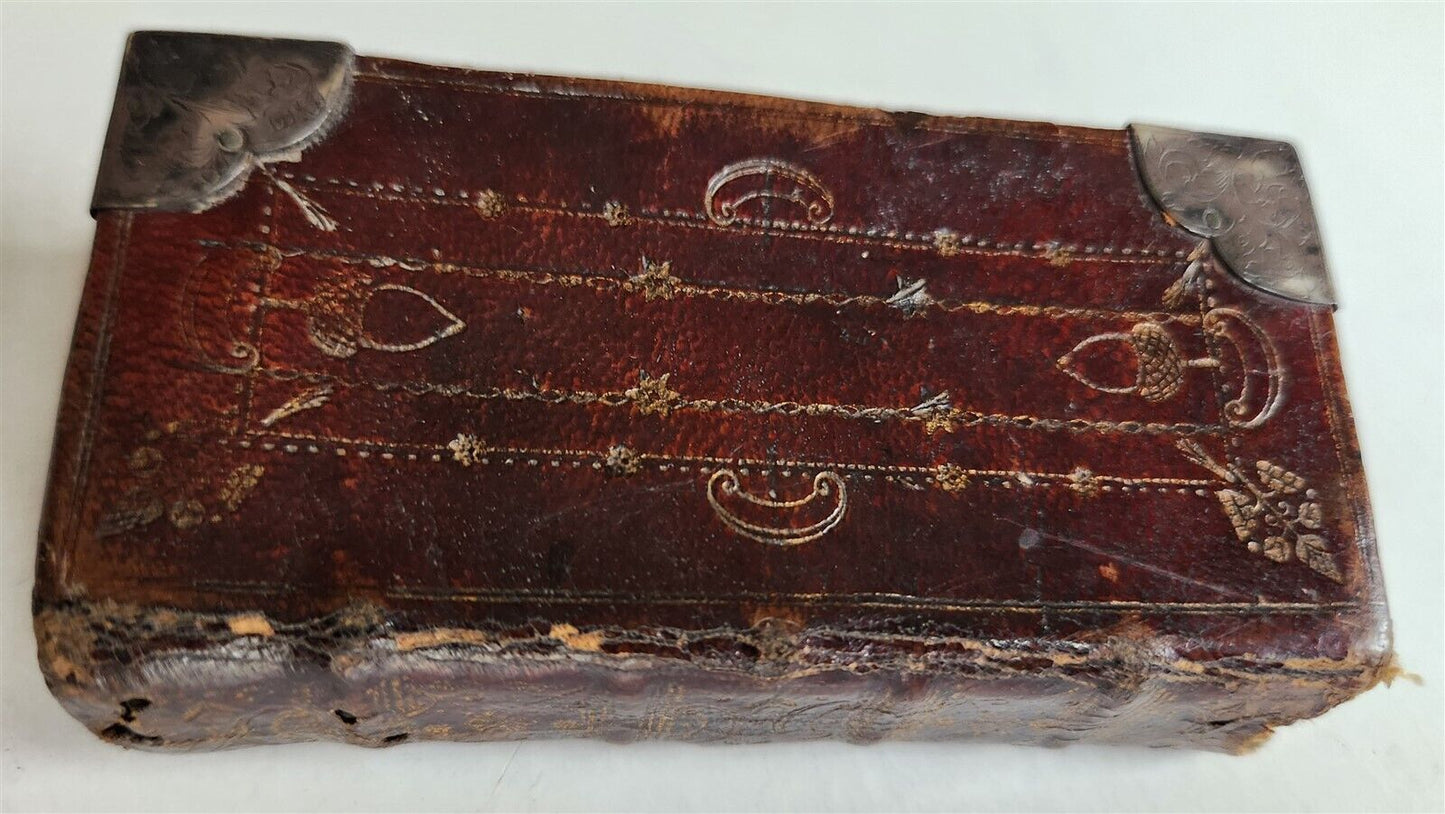 1640s BIBLE in ENGLISH NEW TESTAMENT antique POCKET SIZE w/ SILVER CORNER PIECES