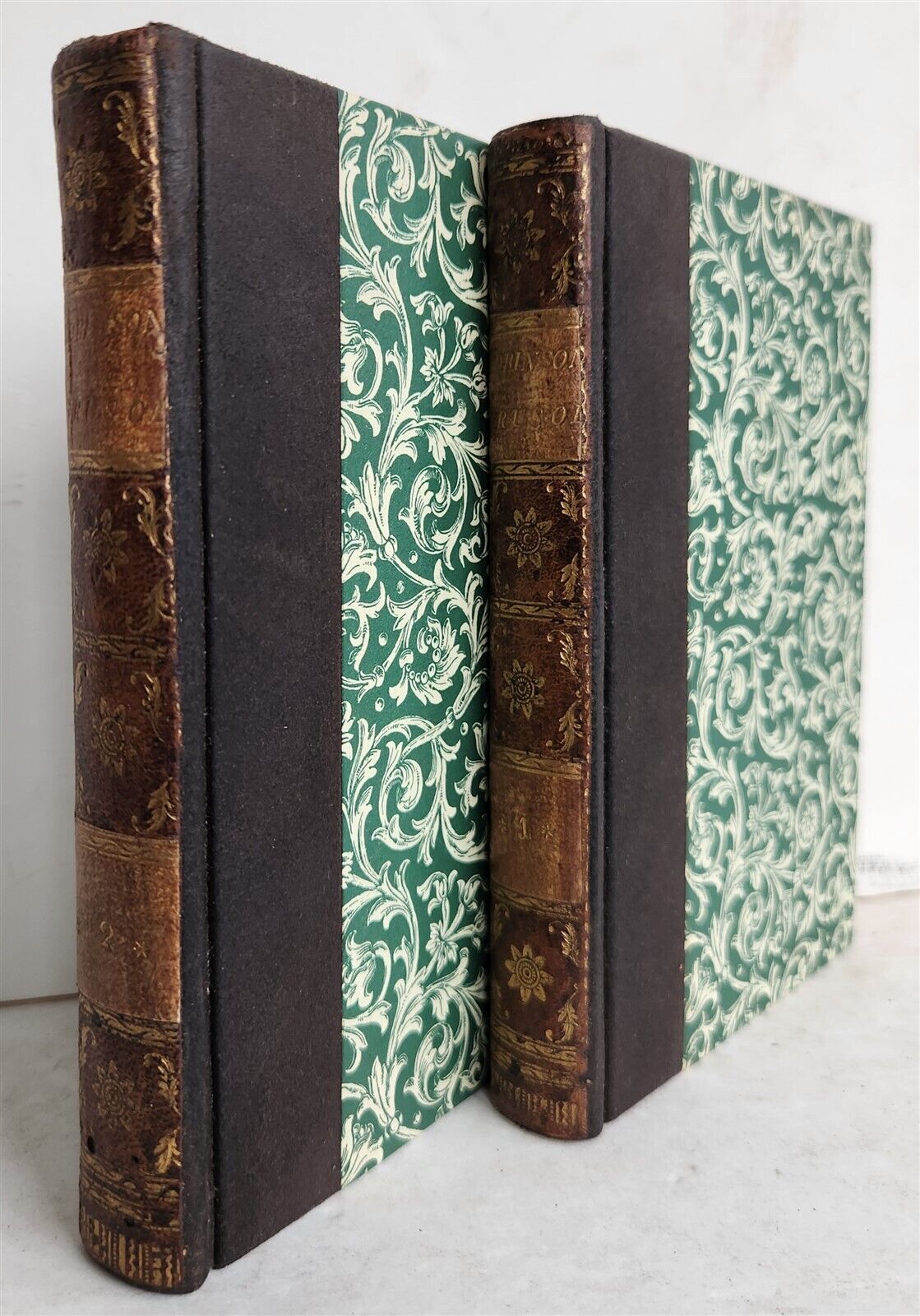 1778 ADVENTURES of ROBINSON CRUSOE by DANIEL DEFORE antique 2 VOLUMES