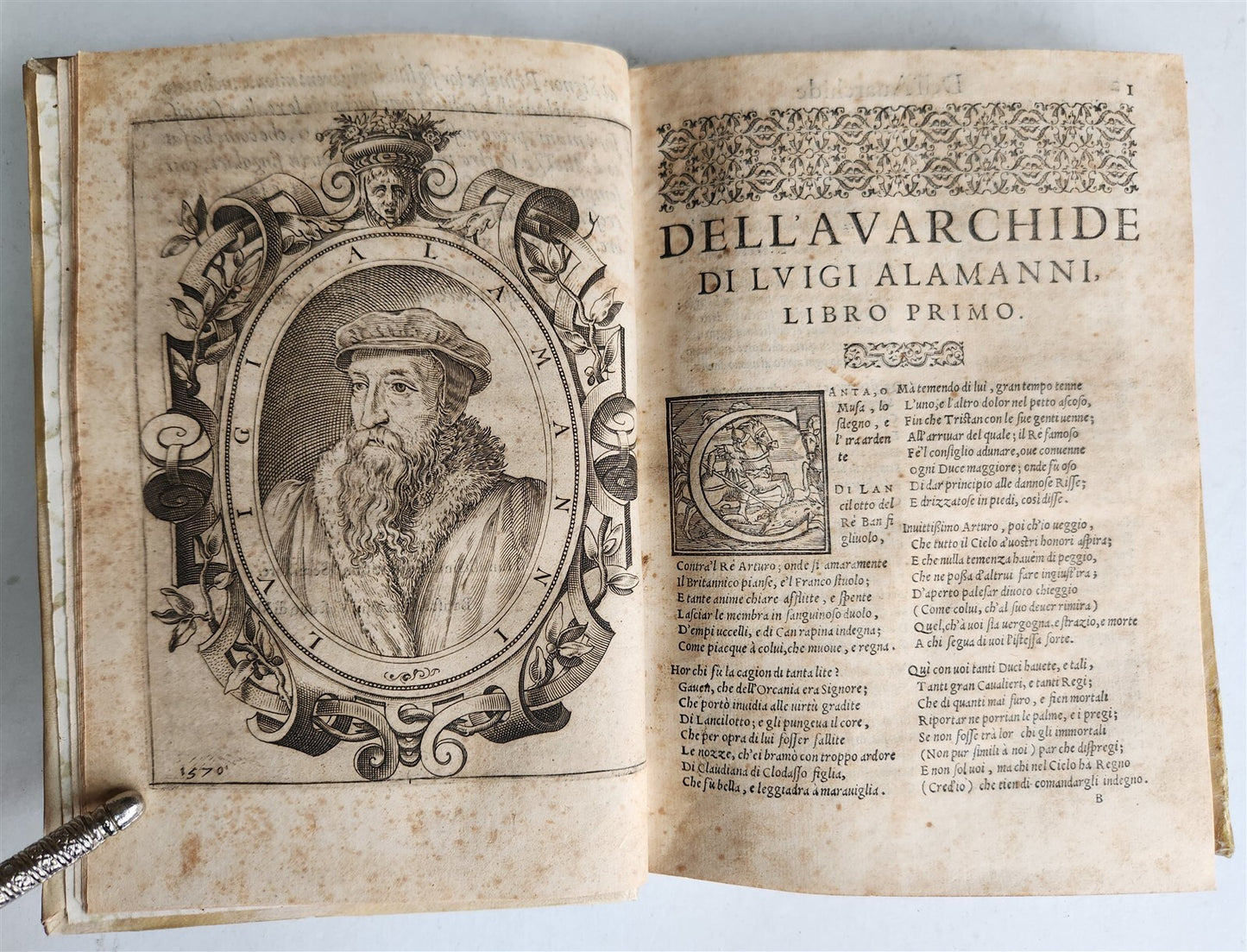 1570 La Avarchide del s. Luigi Alamanni POETRY antique VELLUM BOUND 16th CENTURY