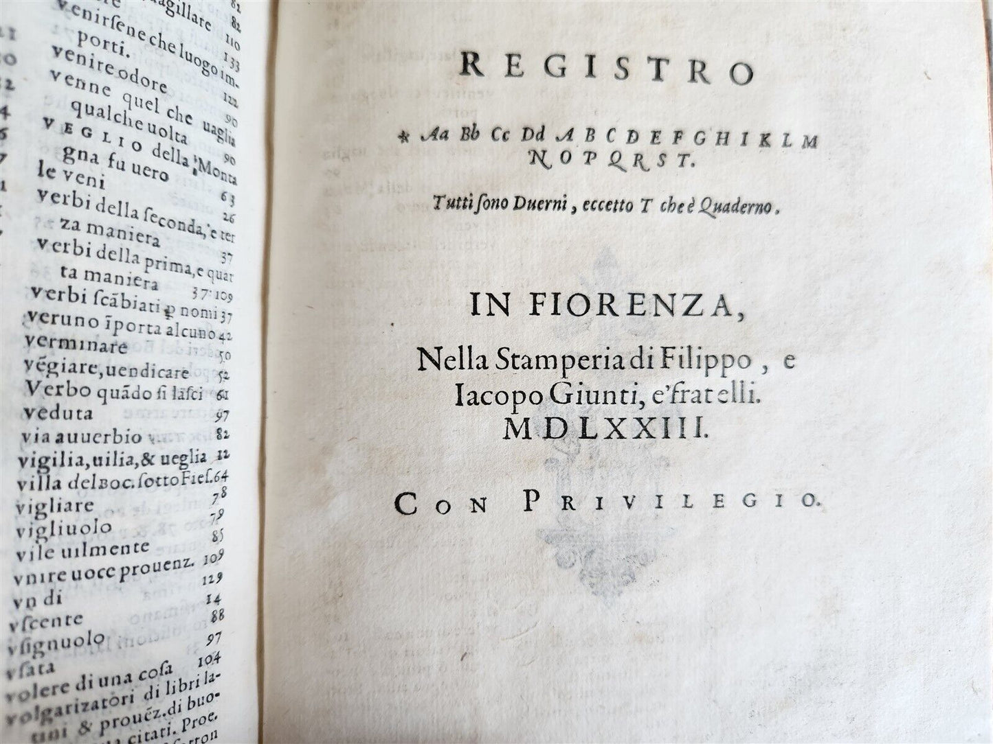 1573 GIUNTI PRESS ANNOTATION  on DECAMERON by GIOVANNI BOCCACCIO antique VELLUM