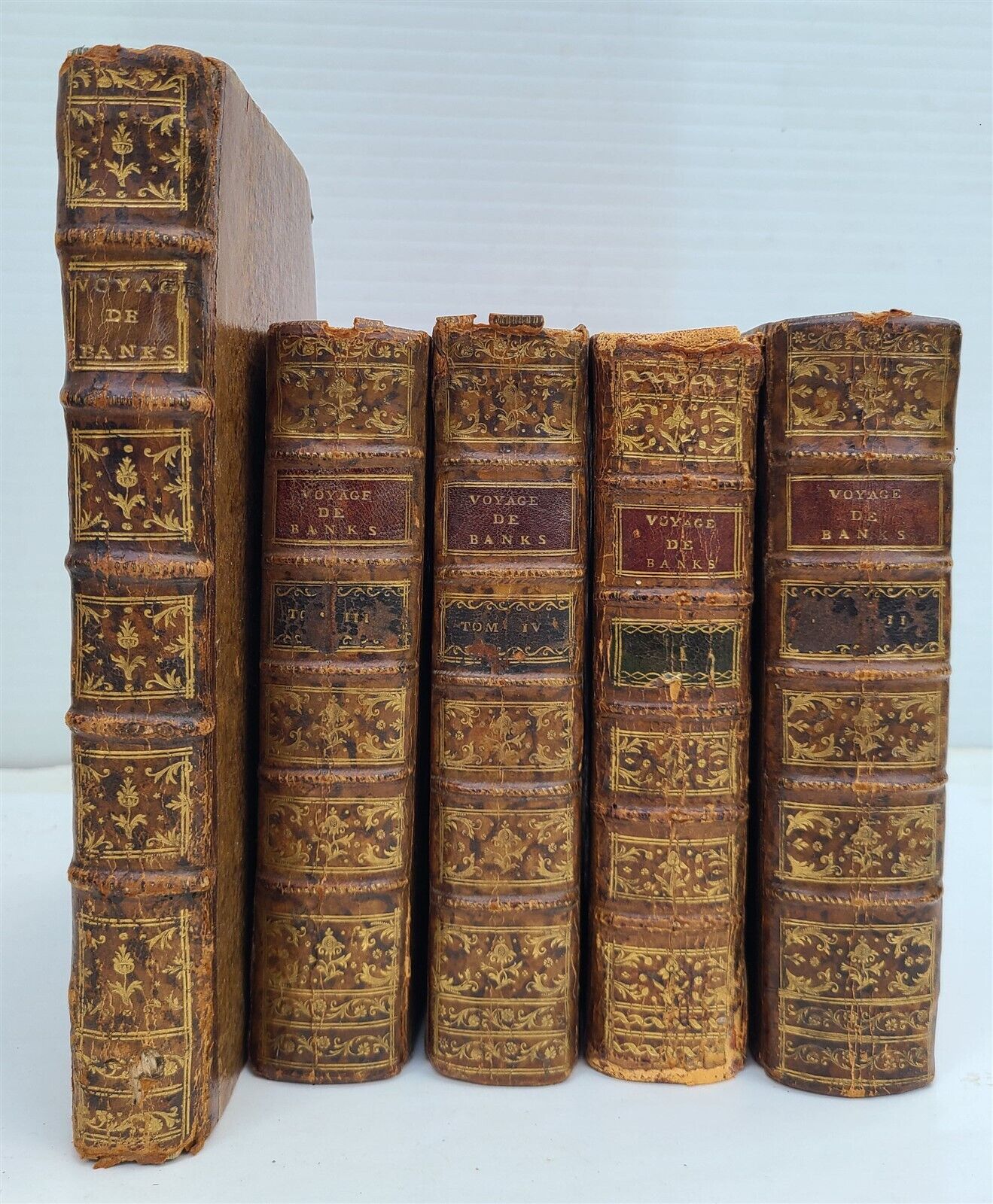 1774 VOYAGES of CAPTAIN COOK 4 vols plus ILLUSTRATED ATLAS antique in FRENCH