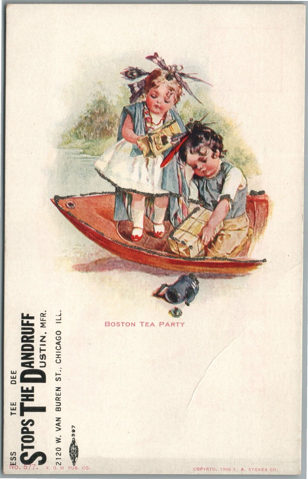 CHICAGO IL STOPS THE DANDRUF USTIN MFR ADVERTISING ANTIQUE POSTCARD