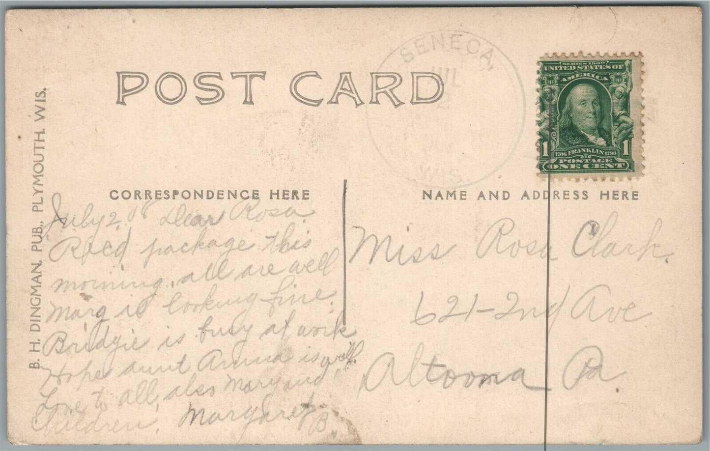 SENECA WI ST.PATRICK'S CHURCH ANTIQUE REAL PHOTO POSTCARD RPPC