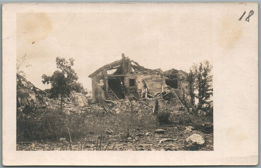 WWI ERA DESTROYED HOUSE ANTIQUE REAL PHOTO POSTCARD RPPC
