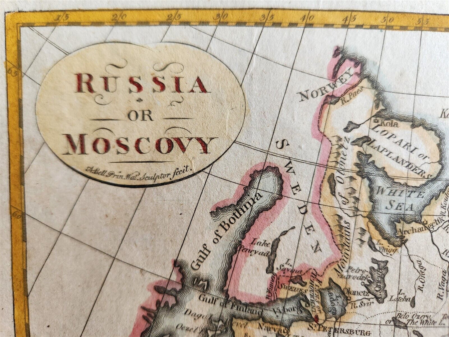 1800 MAP OF RUSSIA or MUSCOVIE antique inc. CENTRAL ASIA