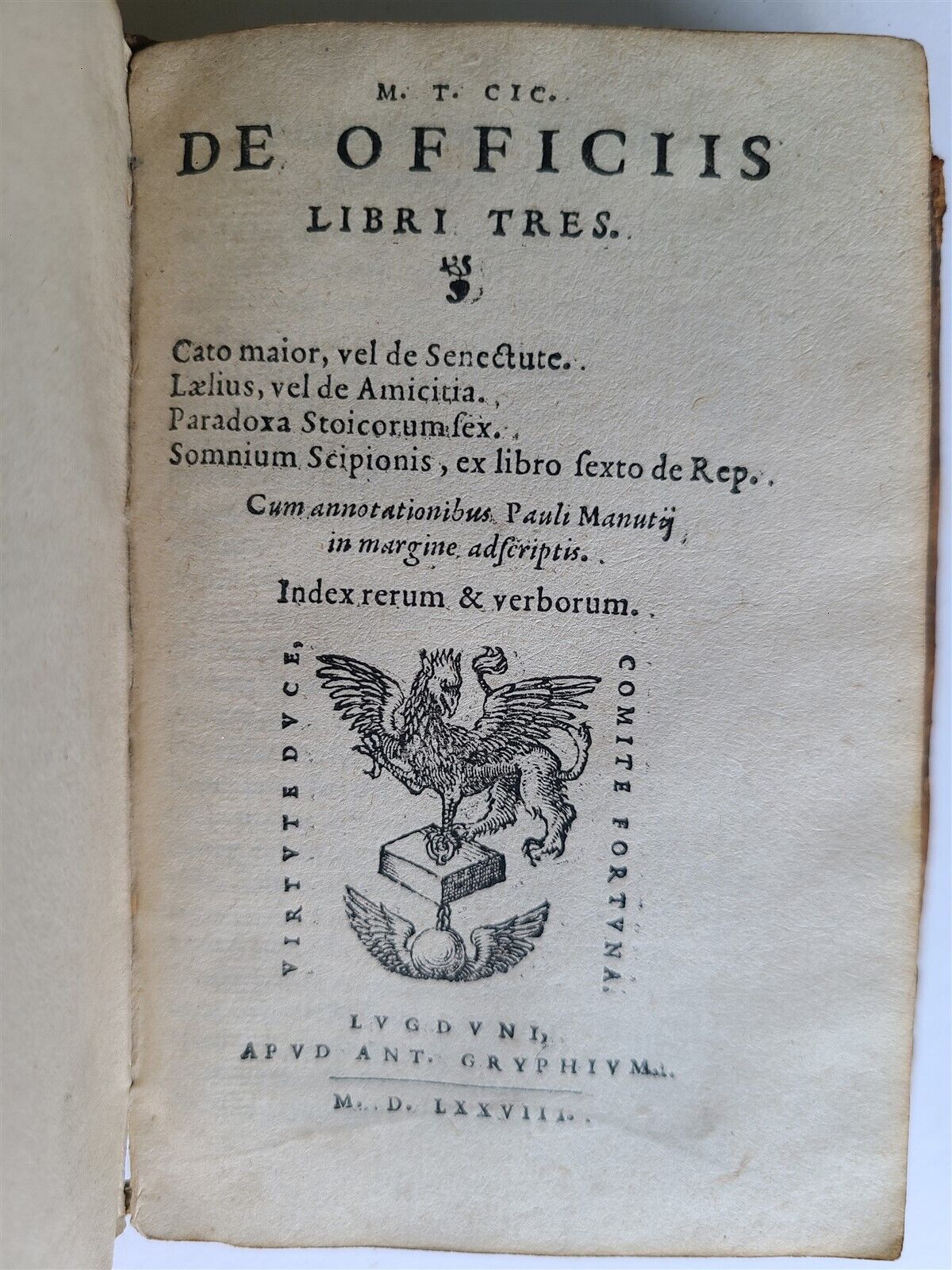 1579 CICERO DE PHILOSOPHIA & DE OFFICIIS antique 16th CENTURY