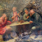 RUSSIAN 19th century antique LACQUER BOX LUKUTIN MANUFACTURE large TAVERN SCENE