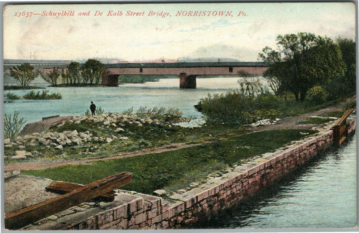 NORRISTOWN PA DE KALB STREET BRIDGE ANTIQUE POSTCARD