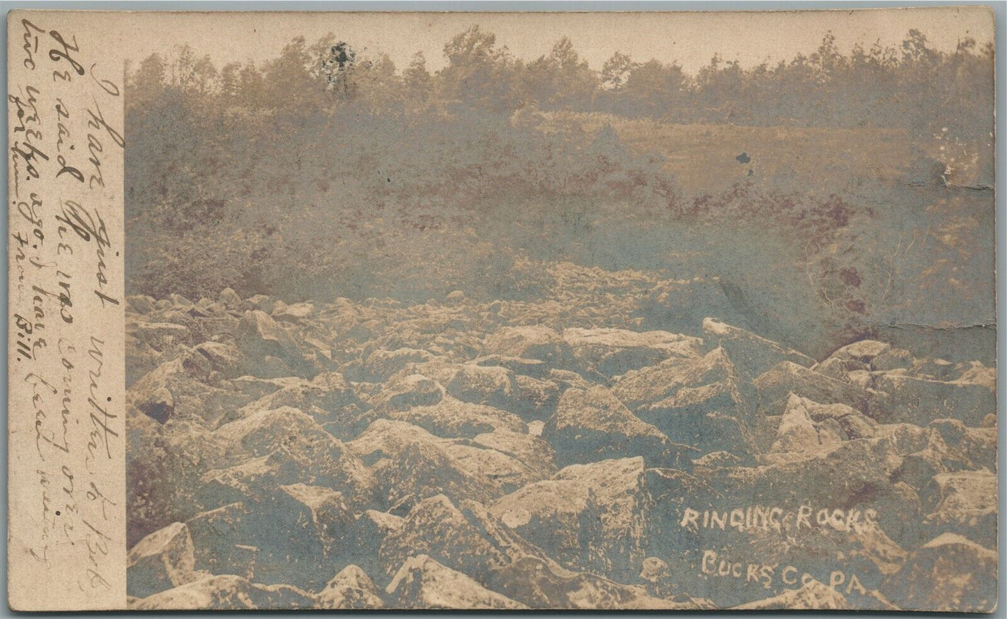 RINGING ROCKS BUCKS COUNTY PA SCENE ANTIQUE REAL PHOTO POSTCARD RPPC