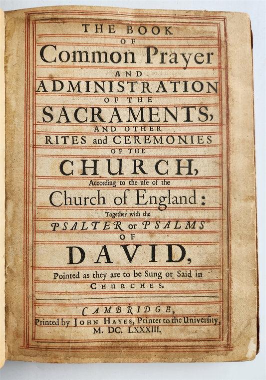 1683 BOOK of COMMON PRAYER w/ PSALMS of DAVID antique in ENGLISH