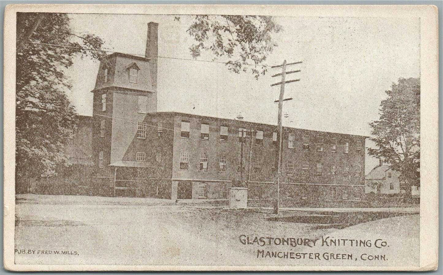 MANCHESTER GREEN CT GLASTONBURY KNITTING CO. ANTIQUE POSTCARD