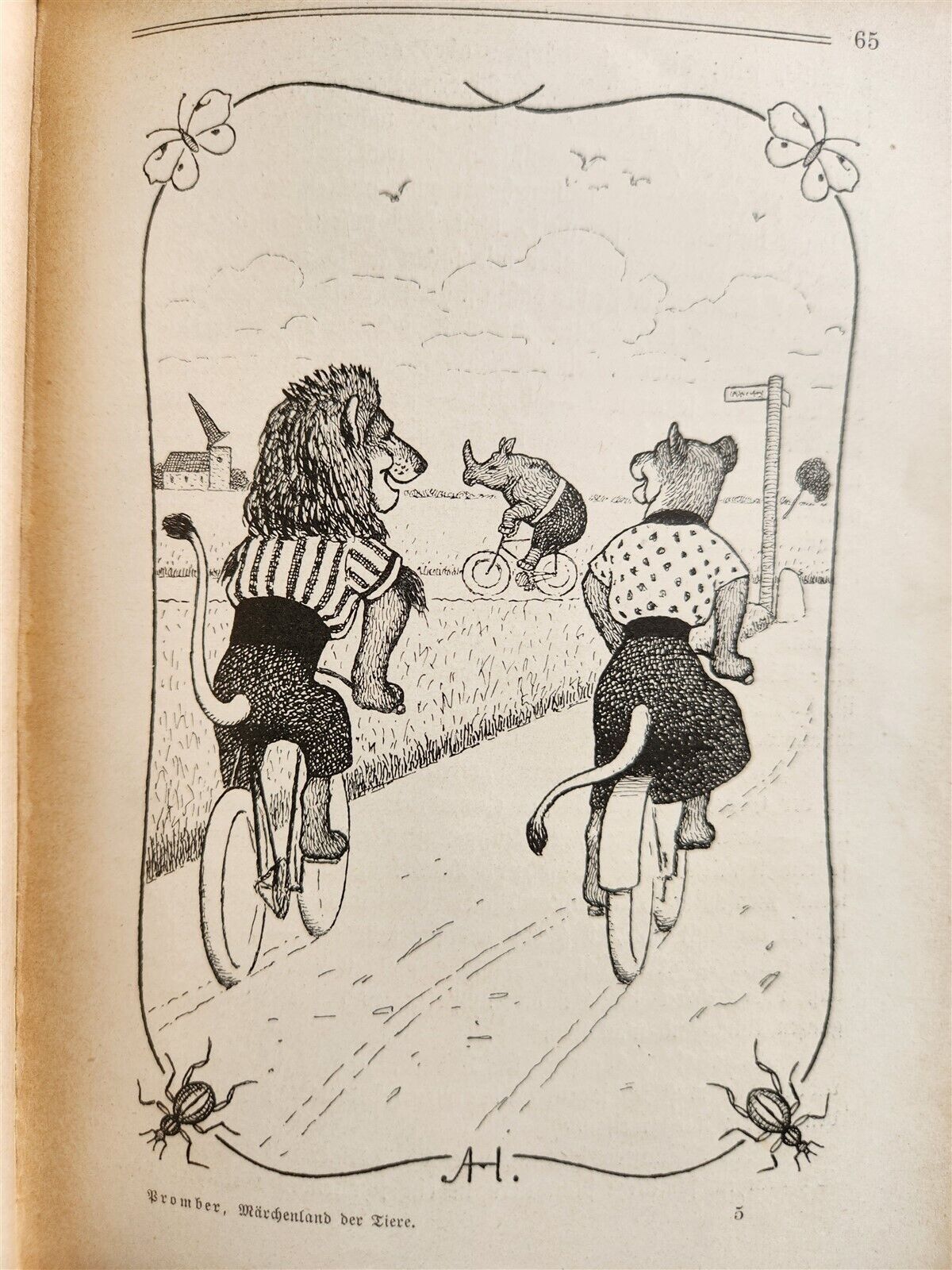 1900s ILLUSTRATED GERMAN CHILDREN BOOK antique FAIRYTALE LAND OF ANIMALS