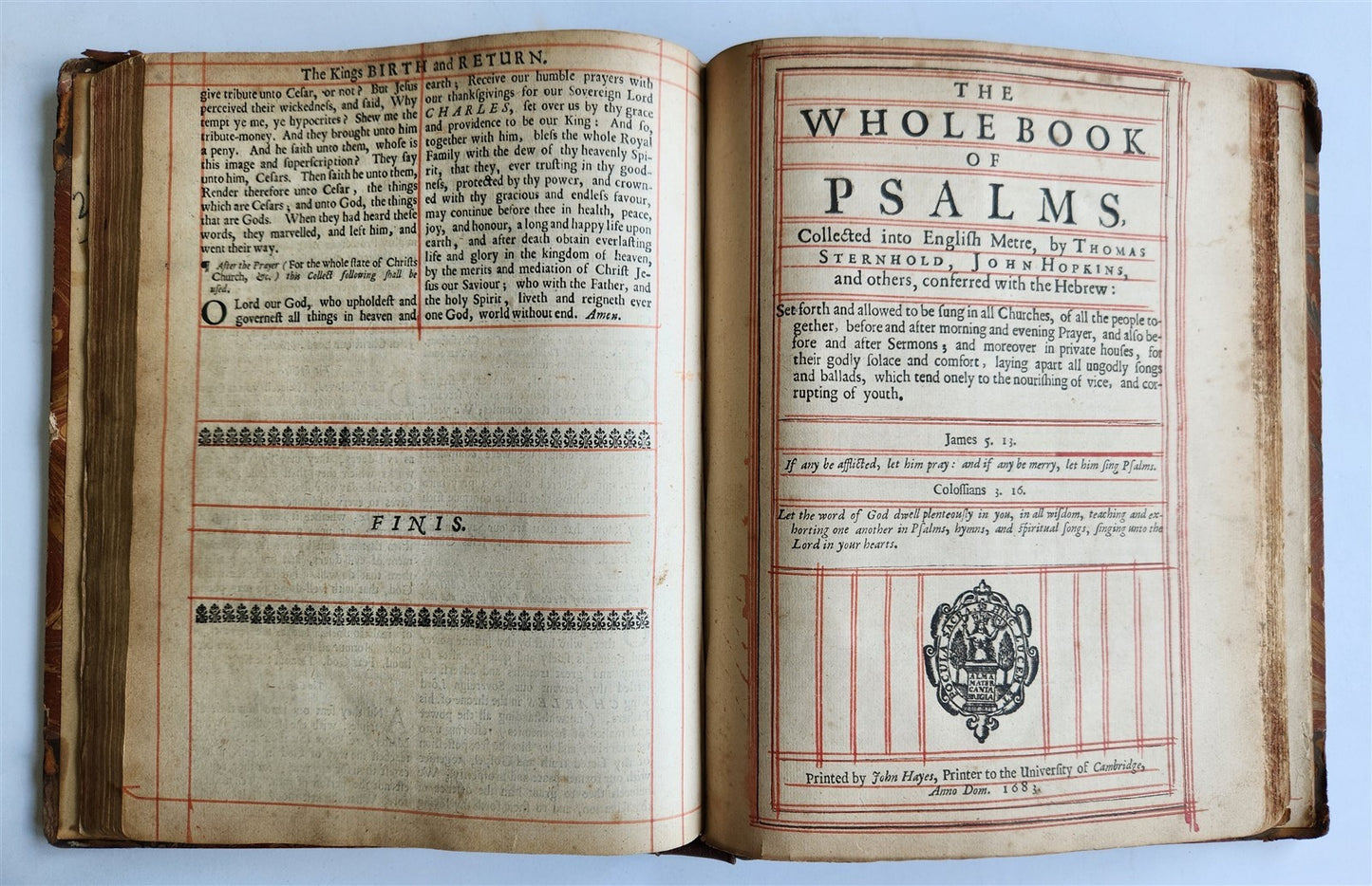 1683 BOOK of COMMON PRAYER w/ PSALMS of DAVID antique in ENGLISH